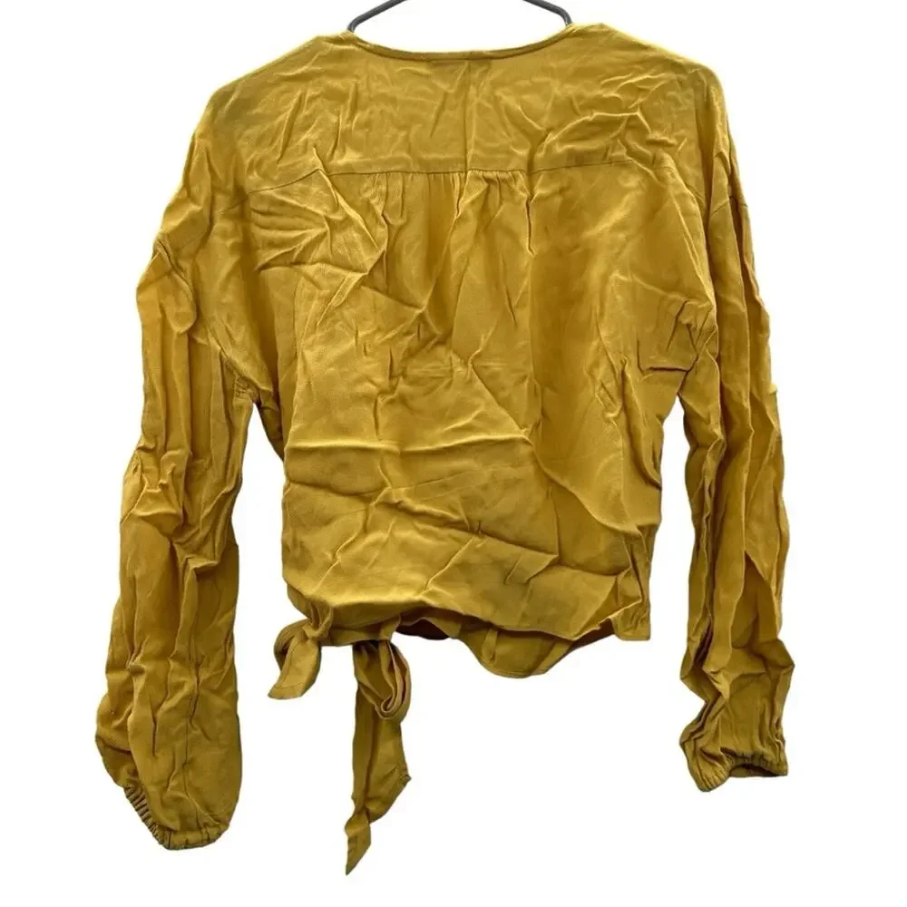 Madewell‎ Raelynn Long Sleeve Gold Yellow Wrap Tie Top Size S